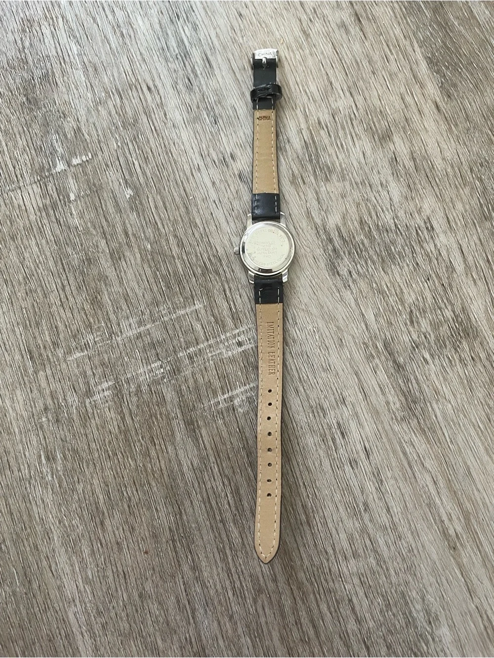 Women's Black Leather Strap Watch with Silver Case
